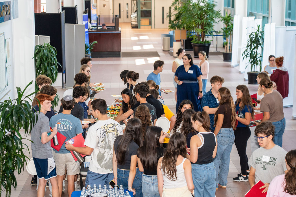 Jewish teens from Federation's teen programs mingle in the Whippany building.
